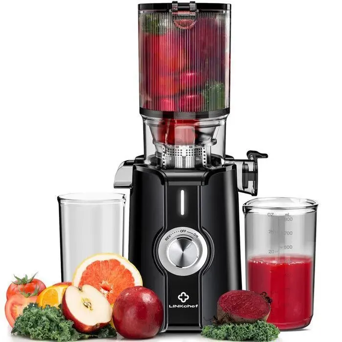 Extracteur de Jus - Sans Préparation - Grande goulotte 115 mm à fruits entiers -Nettoyage Rapide -Rendement en jus de 99 % -Noir