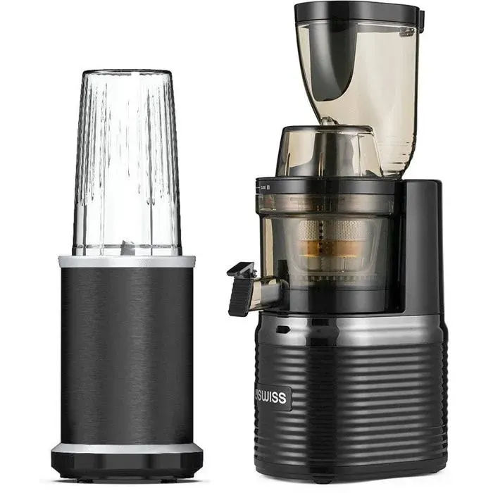 Extracteur de Jus Vertical 4Swiss BM202 - Ouverture XXL - 40 tr/min - 200W - 3 Tamis Sorbet/Smoothie - Nettoyage Facile - Silencieux
