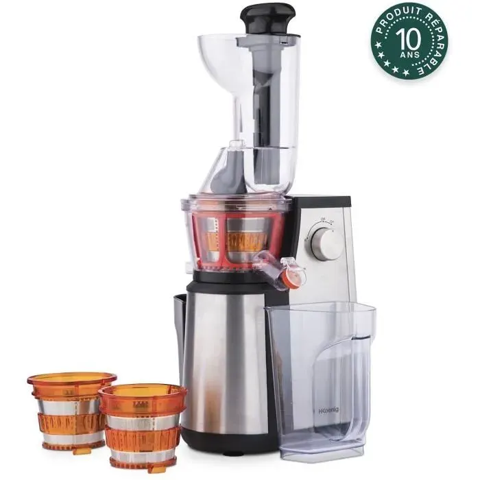 Extracteur de jus vertical Vitalice - HKOENIG - GSX22 - 400 W - 1 L - Inox / Noir