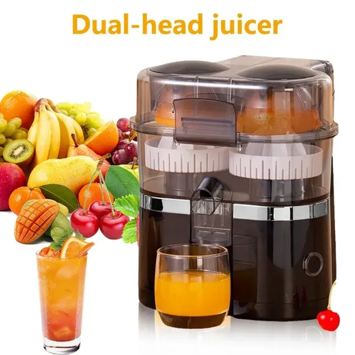 Extracteur jus double tête 200W - Coupe intégrée pression automatique - Sans balais 20 sec - Lave-vaisselle