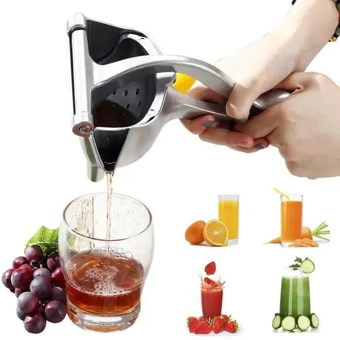 Extracteur Jus Manual en Acier Inox pour le jus de citron orange et dautres fruits sans coque argent