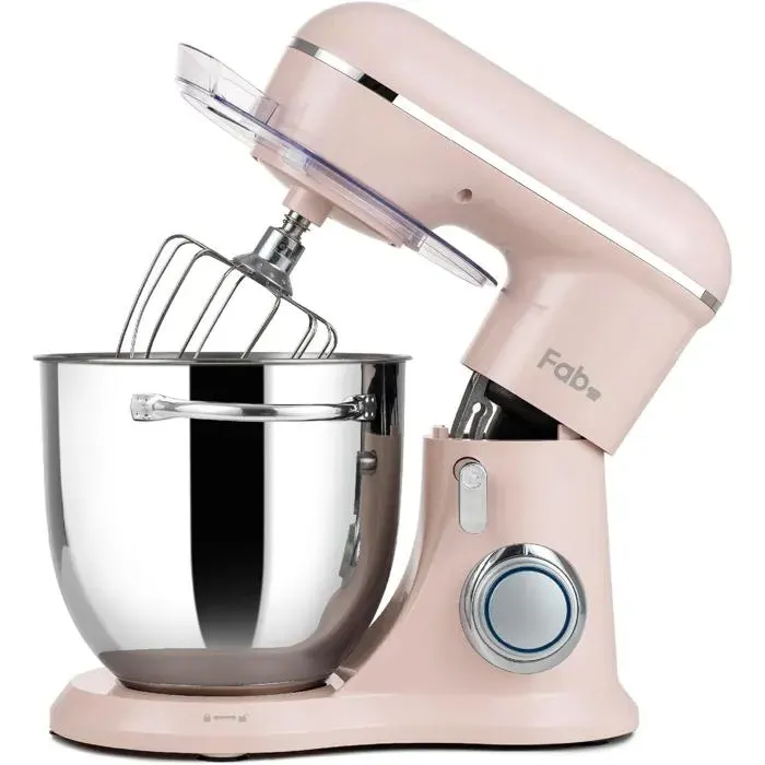 Fab By Robot Pâtissier 6LBatteur Sur Socle 1300WPétrin Professionnel Avec FouetBatteur PlatCrochet Pétrisseur10 Vitesses+Puls