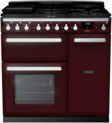 Falcon - Piano De Cuisson Gaz Estel Deluxe Tab Gaz 90 Cm Bordeaux Chr
