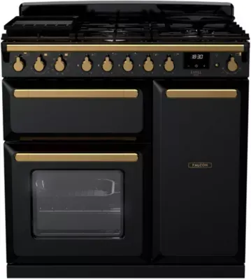 Falcon - Piano De Cuisson Gaz Estel Deluxe Tab Gaz 90 Cm Noir Brillant
