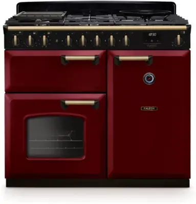 Falcon - Piano De Cuisson Gaz Ngc Tab Gaz 100 Cm Bordeaux Laiton Antiq