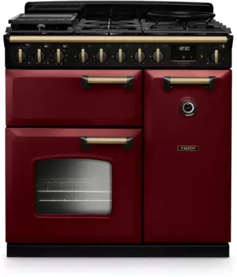 Falcon - Piano De Cuisson Gaz Ngc Tab Gaz 90 Cm Bordeaux Laiton Antiqu