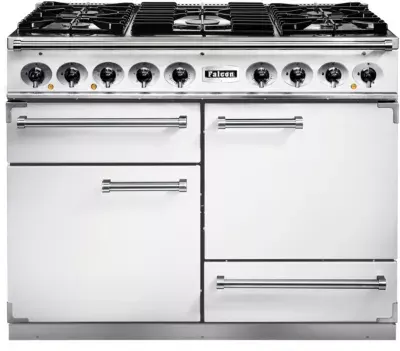 Falcon - Piano De Cuisson Gaz Semi Pro Deluxe 110 Blanc Nickel Brossé