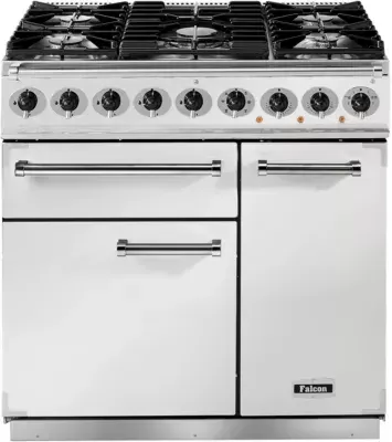 Falcon - Piano De Cuisson Gaz Semi Pro Deluxe 90 Blanc Nickel Brossé