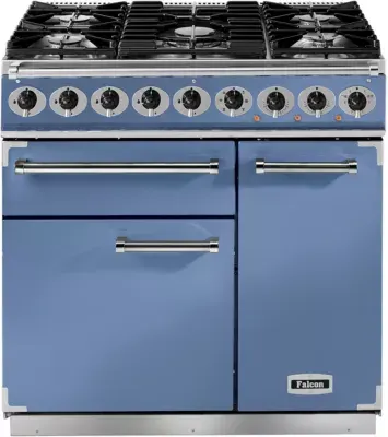 Falcon - Piano De Cuisson Gaz Semi Pro Deluxe 90 Bleu De Chine Nickel