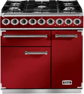 Falcon - Piano De Cuisson Gaz Semi Pro Deluxe 90 Rouge Cerise Nickel