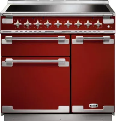 Falcon - Piano De Cuisson Induction Elise 90 Rouge Cerise Nickel Brossé