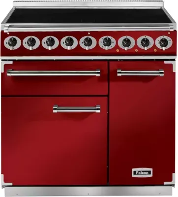 Falcon - Piano De Cuisson Induction Semi Pro Deluxe 90 Rouge Cerise Nickel