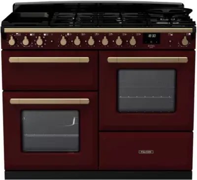 Falcon - Piano De Cuisson Mixte Deluxe Oc Tab Mix 110 Cm Bordeaux Laiton