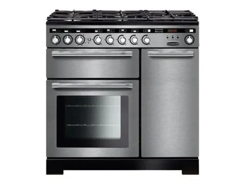 Falcon Professional Deluxe EDL90DFSS/C-FRA - Cuisinière (four à deux étages) - pose libre - largeur : 90 cm - hauteur : 90.5 cm - avec système auto-nettoyant - acier inoxydable
