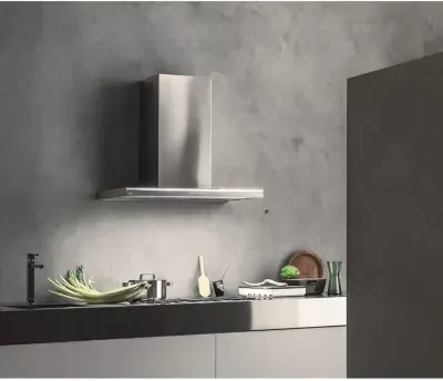 Falmec - Hotte Décorative Murale Lumina 1430 Mural 90 Inox/Verre Gris