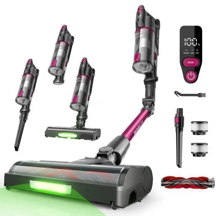 Famivac FY3 - Aspirateur Balai sans Fil - 78 kPa/160AW/600W - Tube pliable - Écran LED - Autoportant idéal pour Poils dAnimaux