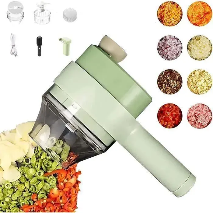 Fanguo-Ensemble De Coupe-légumes électrique Portable 4 en 1 Mini Broyeur à Boue électrique sans Fil Portable Hachoir sans Fil pour
