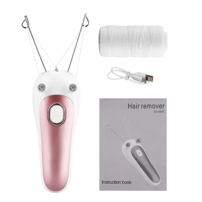 Femmes épilateur électrique corps épilateur du visage fil de coton déplumeur épilateur visage rasoir visage jambe bras Pink