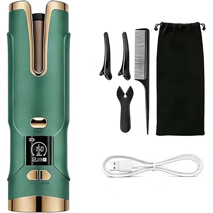 Fer à Automatique Sans Fil Electrique 20mm pour Cheveux Courts/Longs/Fins avec Grande Batterie 5200mAh Port de Charge FER A FRISER