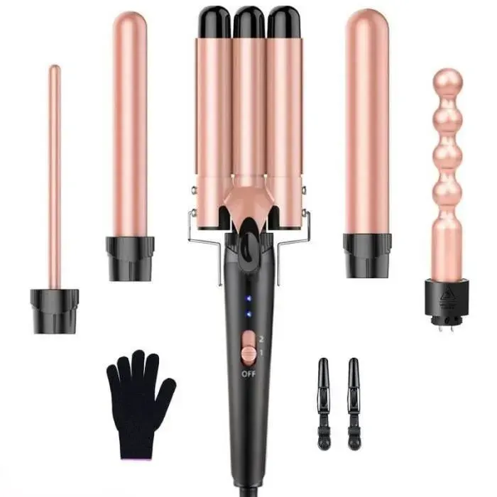 Fer à Boucler 5 en 1 - Non spécifié - Interchangeable - Température Réglable - Gant Anti-brûlure - Céramique