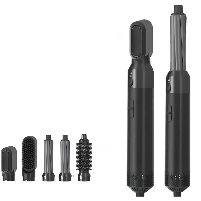 Fer à boucler 5-en-1 professionnel ions négatifs 3 réglages de température chauffe rapide coiffage portable noir