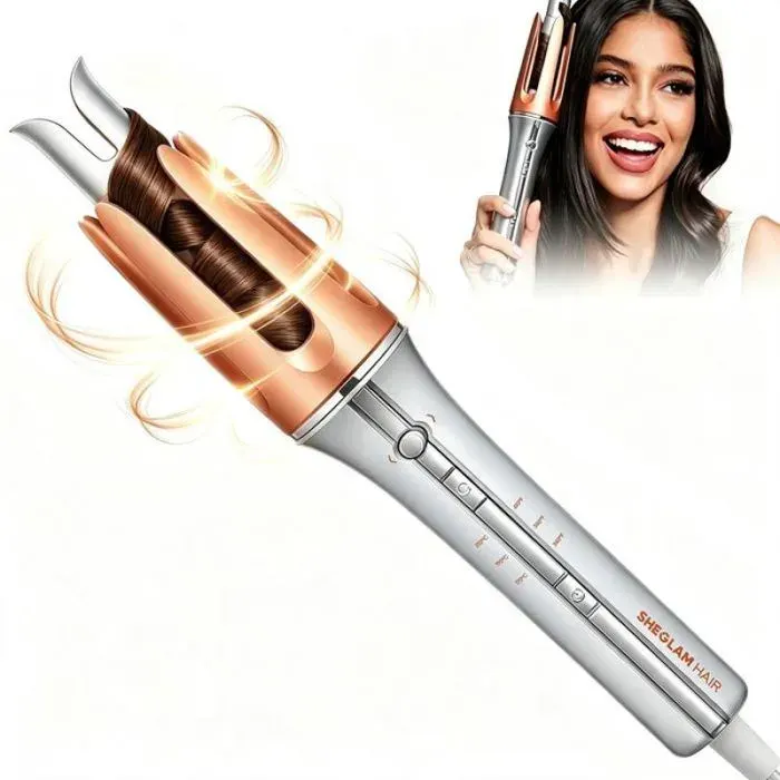 Fer a Boucler Automatique 32 mm avec 3 Températures Anti-brûlureRevêtement Céramique aux Ions Négatifs pour tous ty FER A FRISER
