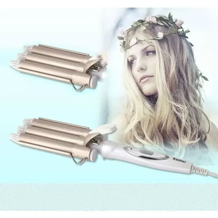 Fer à boucler - Kemei - KM-1010 - Triple Barrel - Céramique - Température variable
