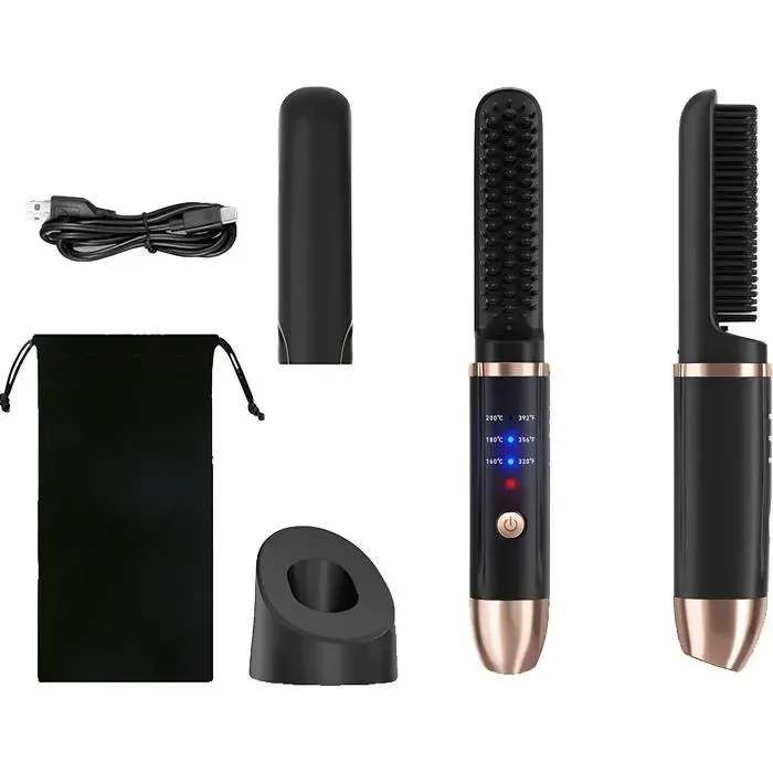 Fer à friser 3 réglages de température batterie 5000 mAh permet de réaliser diverses coiffures portable noir