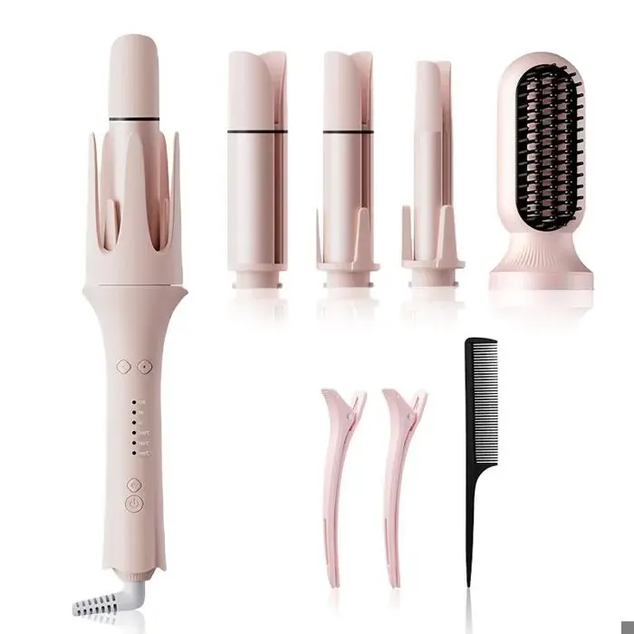 Fer à Friser Automatique 4 en 1 Fer à Boucler Céramique avec Peigne Lisseur 25-42mm Interchangeable Boucleur a Cheveux