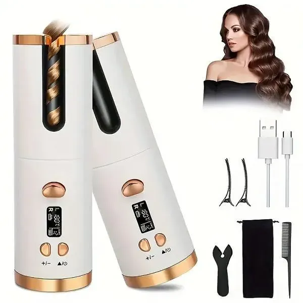 Fer à friser automatique - MARQUE - Rechargeable - 4000mAh - 6 températures - Bouclage intelligent
