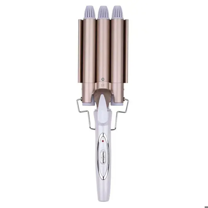 Fer à friser or champagne (25(mm) fer à friser en céramique à trois tubes ondulés