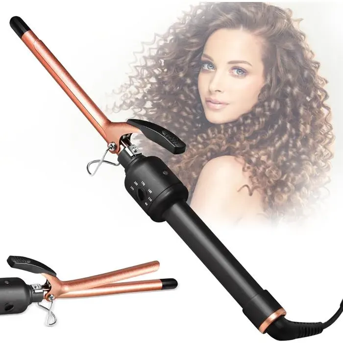 Fer à friser professionnel 13 mm mini boucles serrées revêtement céramique PTCantistatiquechauffage rapidetempérature réglable
