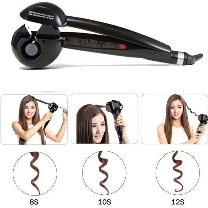 Fer à friser Professionnel Boucleur à cheveux Automatique 190-210-230°C 3 niveaux de température chauffant céramique Styler
