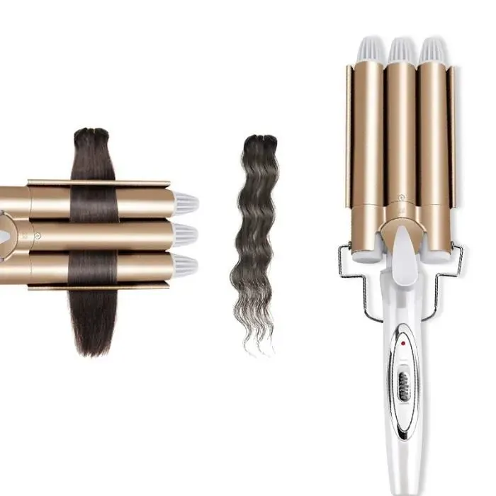 Fer à friser professionnel en céramique à Triple baril outil de coiffure bigoudi électrique
