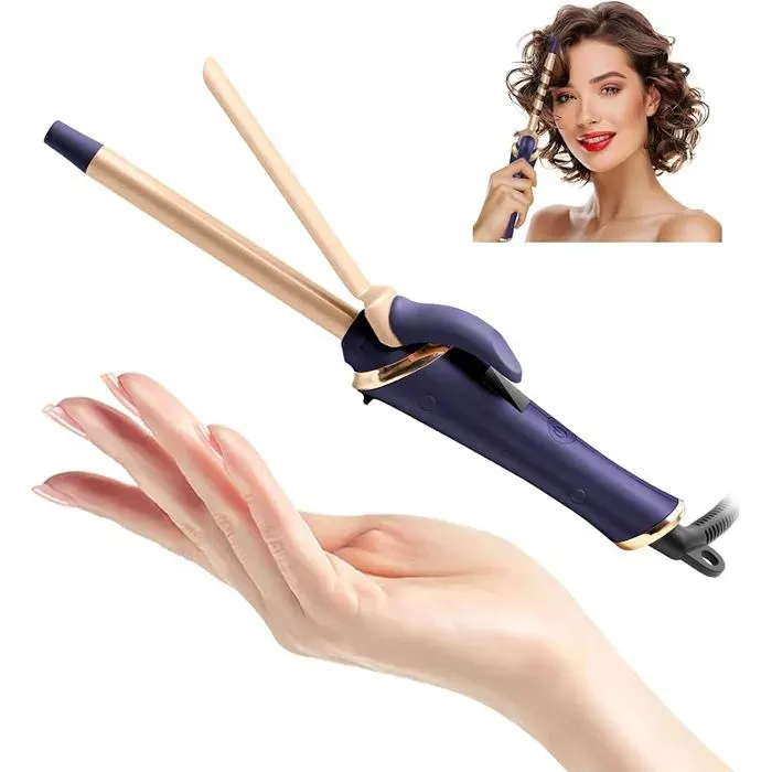 fer à friserfer à cheveux 13mm pour cheveux courtsfer à de voyage avec écran LCD5 températures Bleu bleu FER A FRISER