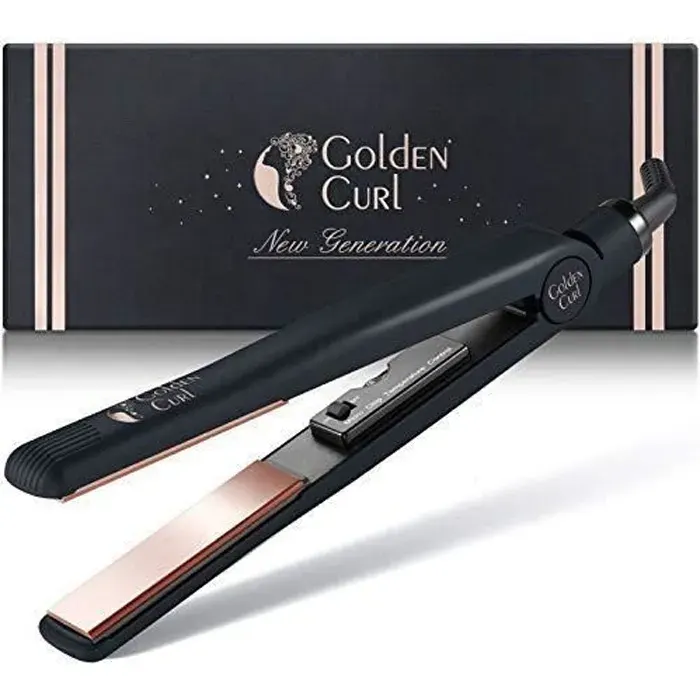 Fer à lisser 2 en 1 - GOLDEN CURL - GL829 - Tourmaline - Température jusquà 230°C - Couleur Rose