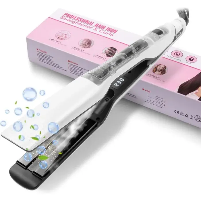 Fer À Lisser À Vapeur Largeur 40 Mm Avec Écran Lcd Vapeur Puissante Lisseur De Cheveux Pour Tous Les Types De Cheveux Prote