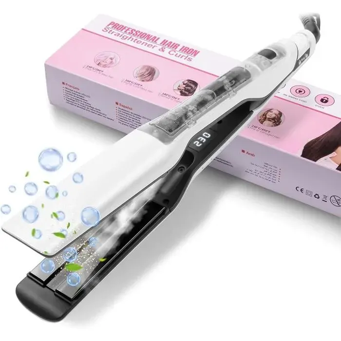 Fer à lisser à vapeur largeur 40 mm avec écran LCD vapeur puissante lisseur de cheveux tous les types de cheveux protection