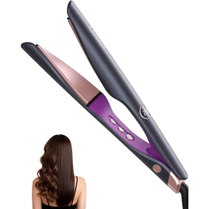 Fer à Lisser Boucler 2 en 1 Lisseur Boucleur Cheveux Plaque CourbéesChauffage Rapide 30s120-230°C 12 RéglagesCordon 1.8m