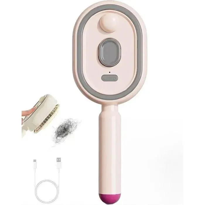 FER A LISSER Brosse À Vapeur Électrique Pour Cheveux 2 En 1 Brosse Lissante Vapeur Pour Des Cheveux Épais Ondulés Bouclés Rose