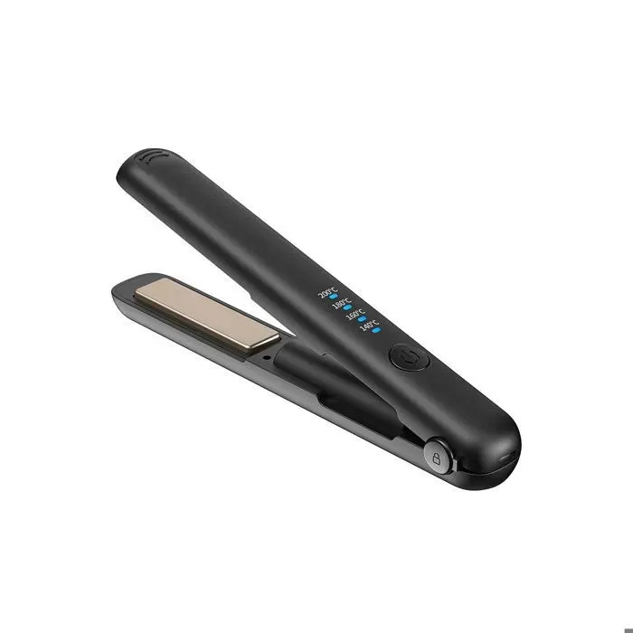 Fer à lisser et à boucler - OKUMGGYJ - Mini portable - Rechargeable USB - Noir - Double fonction