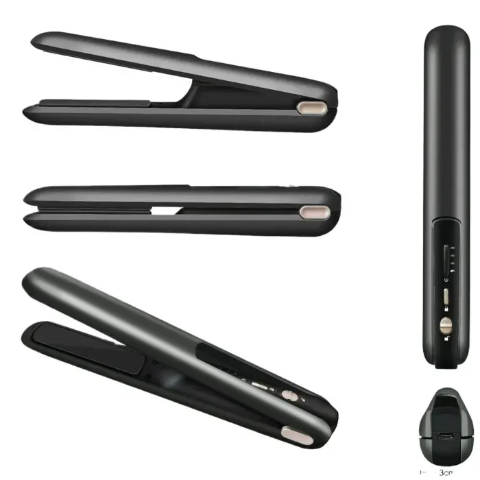 Fer à lisser et boucler sans fil portable revêtement céramique batterie 4800mAh température réglable mini type-C nior