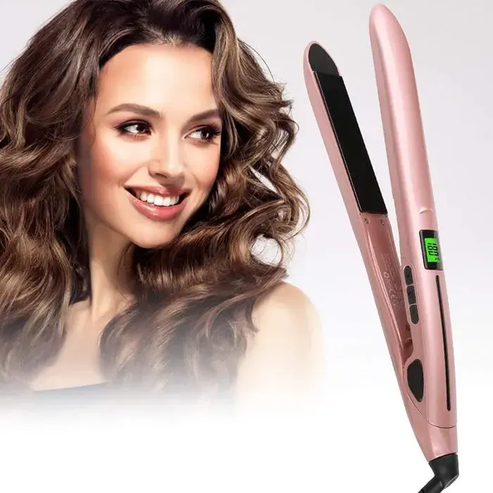 Fer à lisser lisseur cheveux voyage 2 en 1 Lisseur et Boucleur avec mode de protection de chaleur Plaques Flottantes Advanced