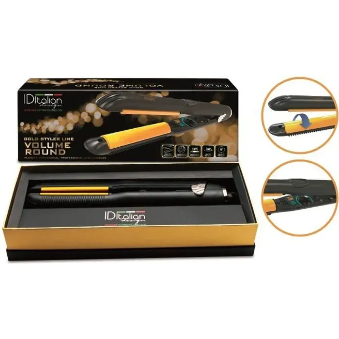 Fer à lisser professionnel Gold Styler Volume Round 230°C – Plaques céramique pivotantes