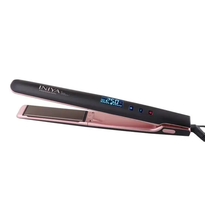 Fer à Lisser Professionnel - INIYA - Modèle Titane - Température 250°C - Écran LCD - Arrêt Automatique