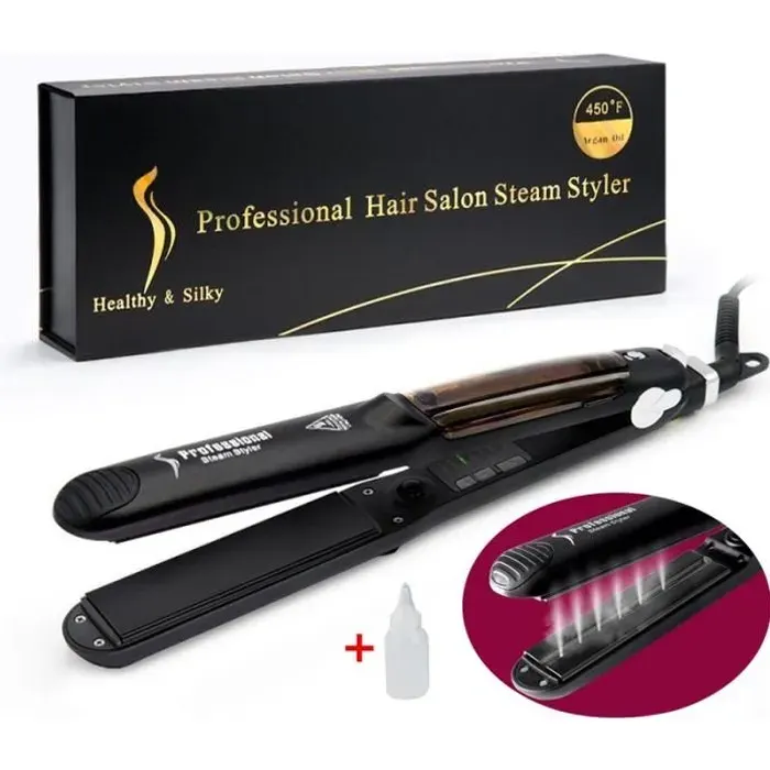 Fer à Lisser redresseur de vapeur150-235 Degrés réglable Lisseur Cheveux Professionnel Rapide Styling Outils Plat céramique