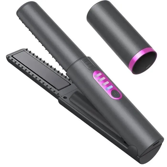 Fer à lisser sans fil 2‑en‑1 5000mAh Type‑C 3 niveaux de température Chauffage Rapide