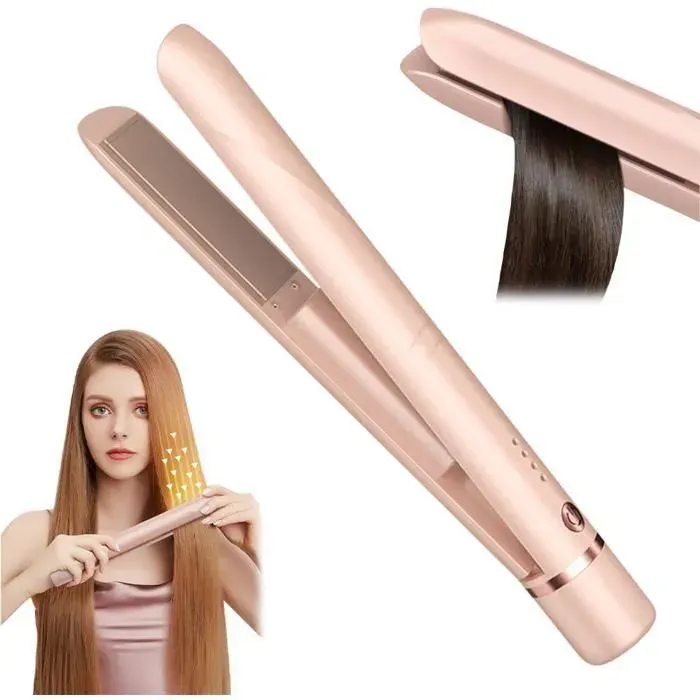 Fer à Lisser Sans Fil 2 en 1 Lisseur Boucleur Cheveux Portable Mini Lisseur avec USB Rechargeable Température Multicolore LISSEUR