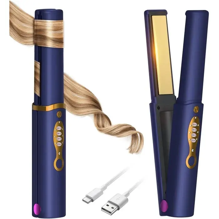 Fer À Lisser Sans Fil Titanium 2 En 1Lisseur Boucleur Cheveux 5000 MahLisseur Cheveux De VoyageLisseur Cheveux Rechargeable Sans