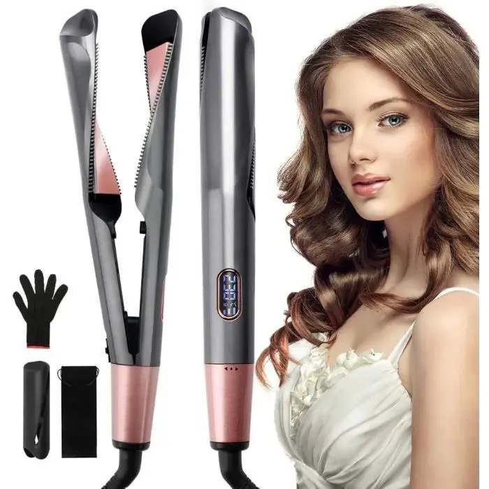 Fer à lisser Straight and Curl fer à lisser Onde avec revêtement en céramique et contrôle de la température multicol FER A FRISER